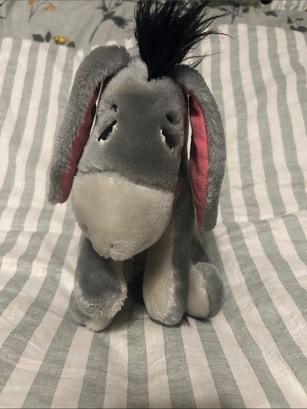 Vintage Disney Gray & Pink Eeyore Plush Stuffed Donkey